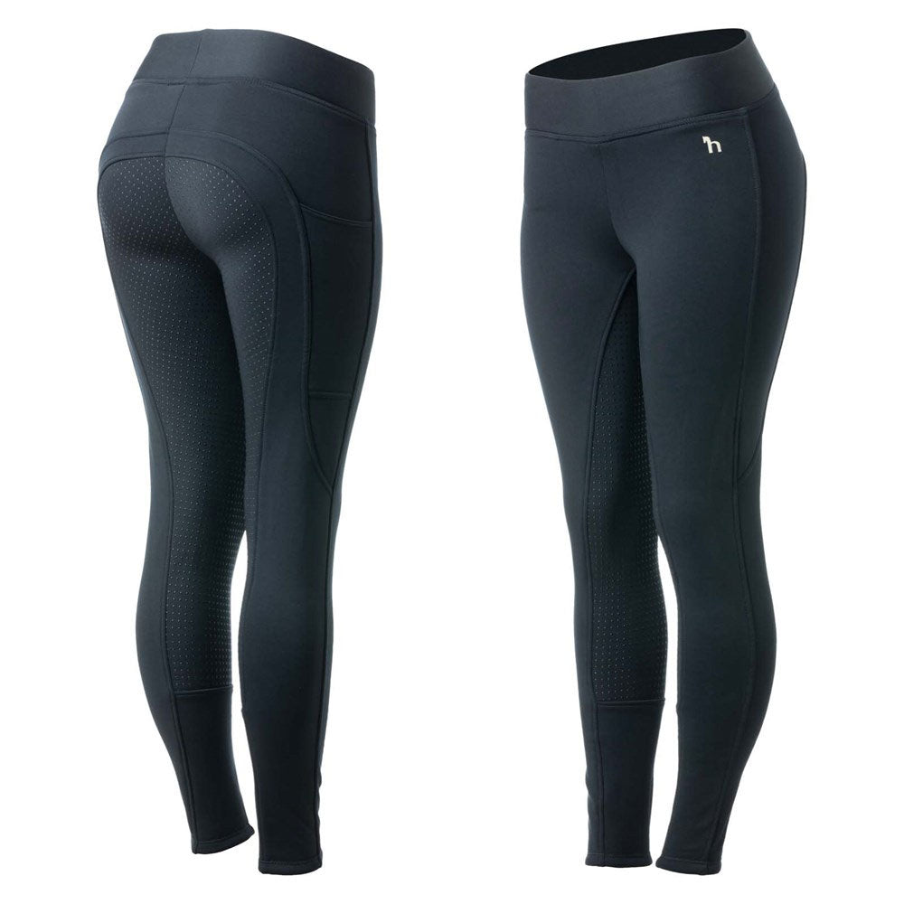 36780 Horze Active Womens Winter Silicone Full Seat Tights Breech with Phone Pocket
