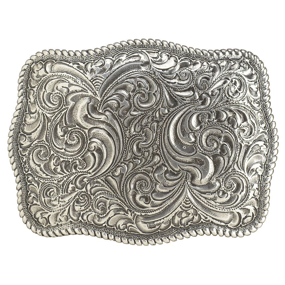 3700011 Nocona Men's Scroll Engraved Rope Edge Belt Buckle