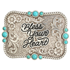 3700021 Blazin' Roxx Women's Western Belt Buckle - Rectangle Bless Your Heart Turquoise