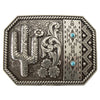 37941 Blazin Roxx Ladies Buckle Cactus & Turquoise Stone Antique Finish