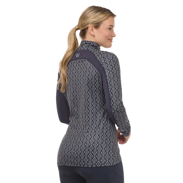 40750 Kerrits Women's First Level Quarter Zip Stretch Fleece Tech Top - Galaxy Blue Bit of Color