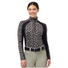 40776 Kerrits Women's Traverse Quarter Zip Fleece Tech Top - Black Wrought Iron Horses