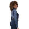 40776 Kerrits Women's Traverse Quarter Zip Fleece Tech Top - Dusty Blue Houndstooth