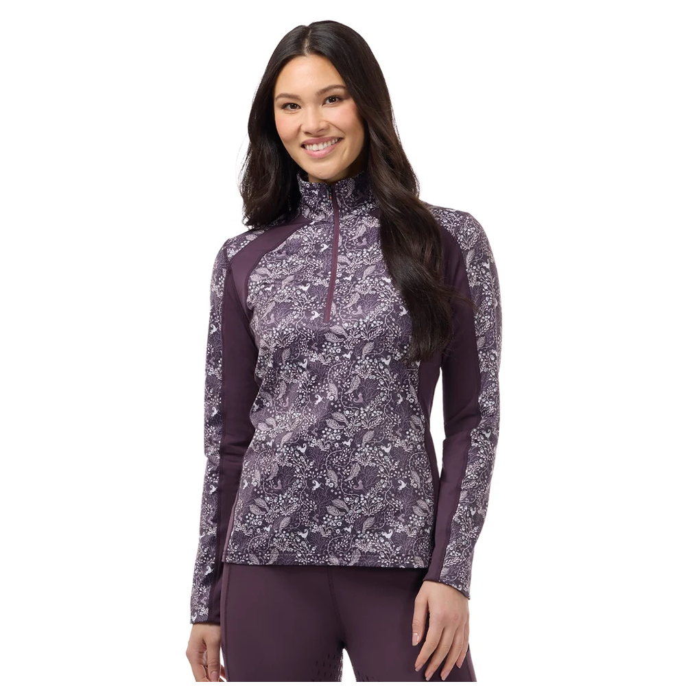 40776 Kerrits Women's Traverse Quarter Zip Fleece Tech Top - Elderberry Fantasy Fillies