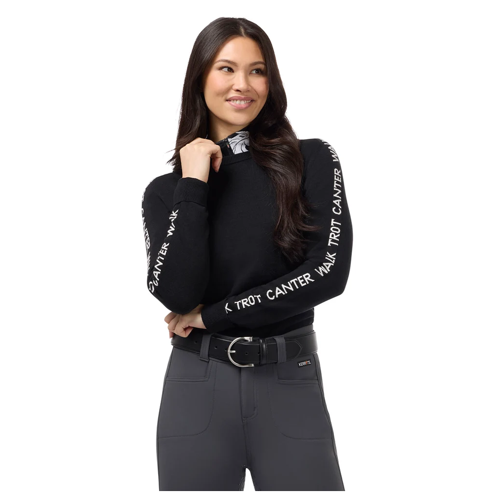 40782 Kerrits Women's Equi Rhythm Crew Neck Sweater Black/White