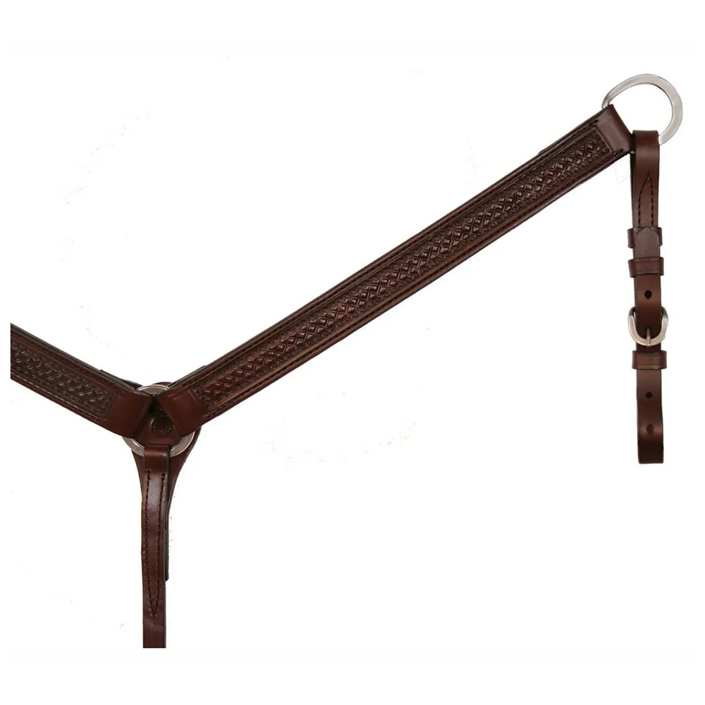 4280-1101 Circle Y Julie Goodnight Straight Diamond Tooled Breast Collar Breast Strap - Walnut
