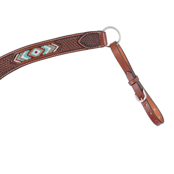 45112-30 Weaver Leather Turquoise Cross Contoured Breast Collar - Turquoise Beaded