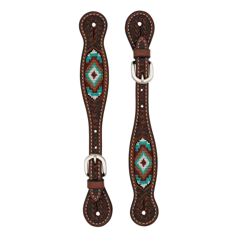 45512-53 Weaver Leather Ladies Beaded Spur Straps - Chestnut