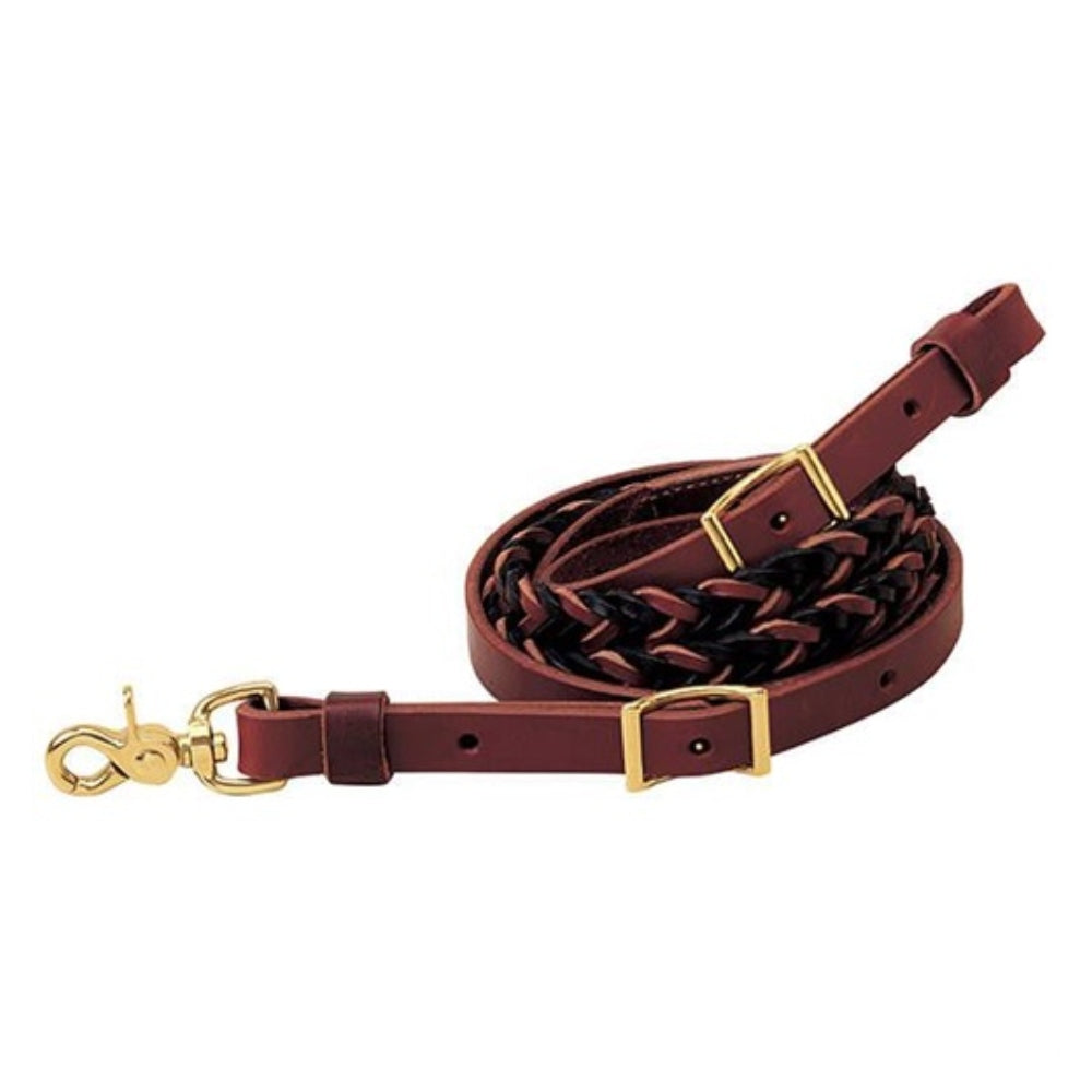 50-1687 Weaver Leather Two-Tone Latigo Leather 5-Plait Roper Rein - Brown & Black