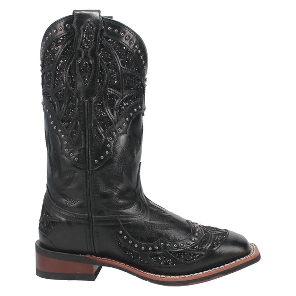 5970 Laredo Women's Eternity Western Cowboy Boot- Black with Glitter Inlay