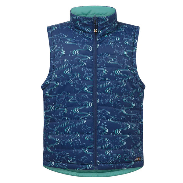 60339 Kerrits Kids Ride the Wind Reversible Quilted Riding Vest - Lapis/ Aqualuxe