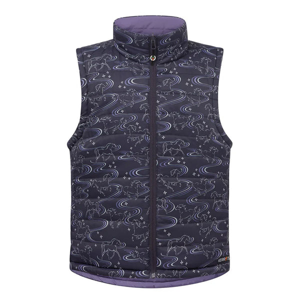 60339 Kerrits Kids Ride the Wind Reversible Quilted Riding Vest - Plum Noir/Violet Dawn