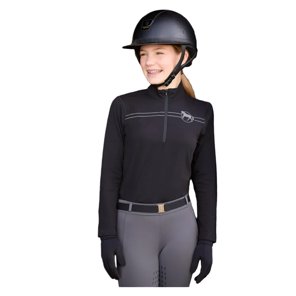 60351 Kerrits Kids Equi Rhythm Lite Quarter Zip Riding Top - Black