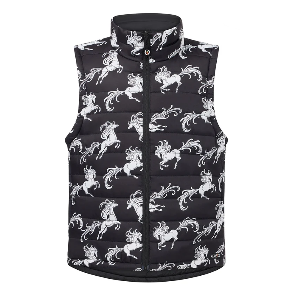 60360 Kerrits Kids Pony Parade Reversible Quilted Riding Vest - Black/Black Horses
