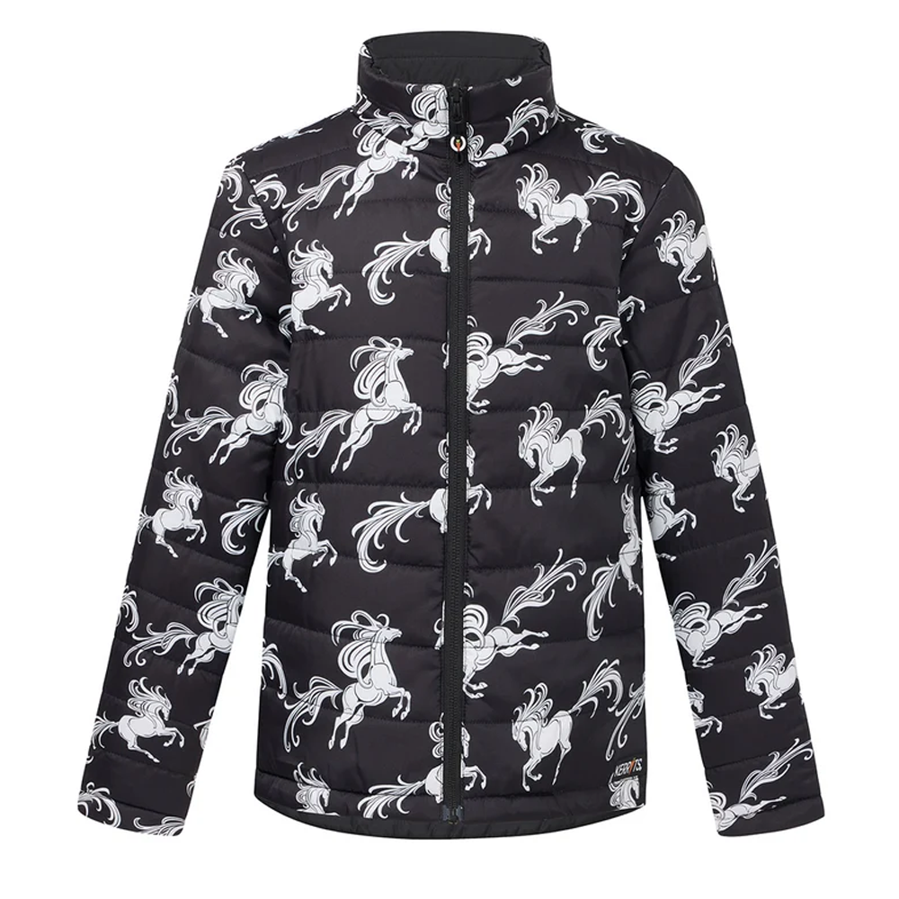 60361 Kerrits Kids Pony Parade Reversible Quilted Riding Jacket - Black/Black Horse