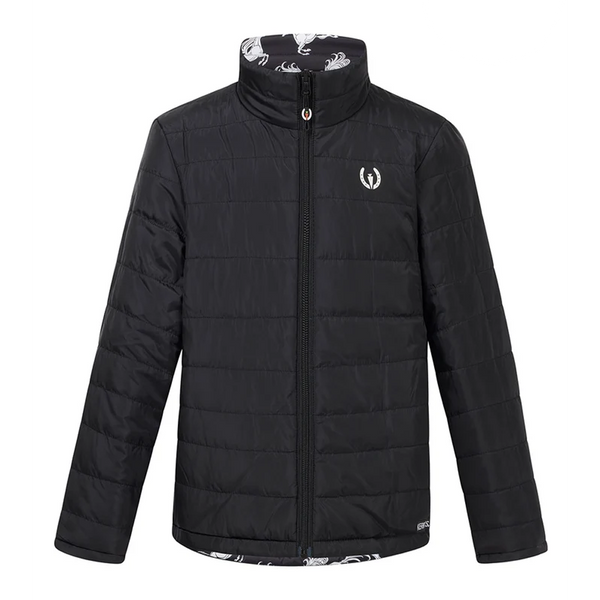 60361 Kerrits Kids Pony Parade Reversible Quilted Riding Jacket - Black/Black Horse