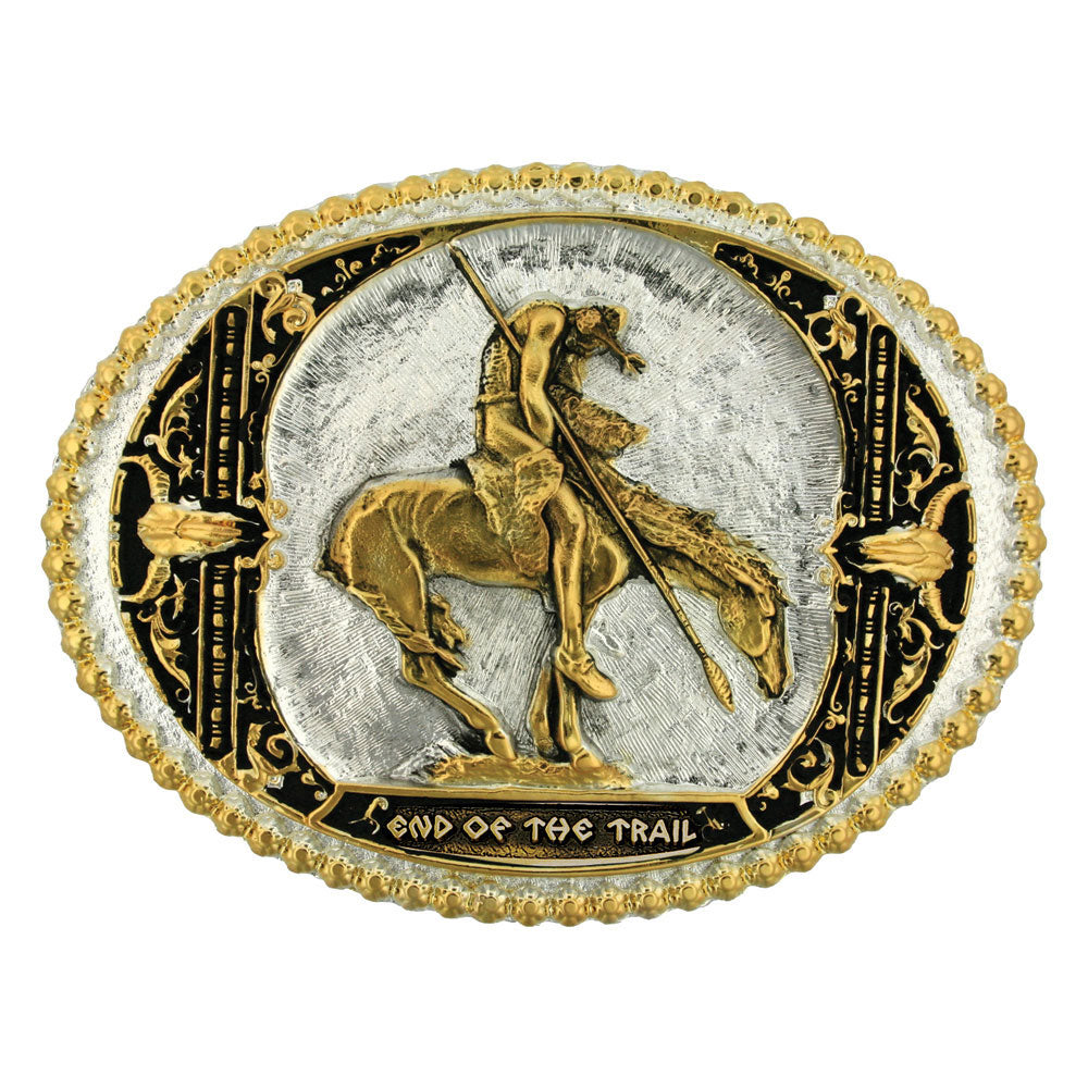 60972P Montana Silversmiths End of the Trail Two Tone Attitude Belt Buckle