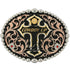 60990 Montana Silversmiths Tri Color Cowboy Up Cross Attitude Belt Buckle