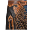 63-990-981 Silver Royal Chocolate Leather Chinks with Twisted Fringe