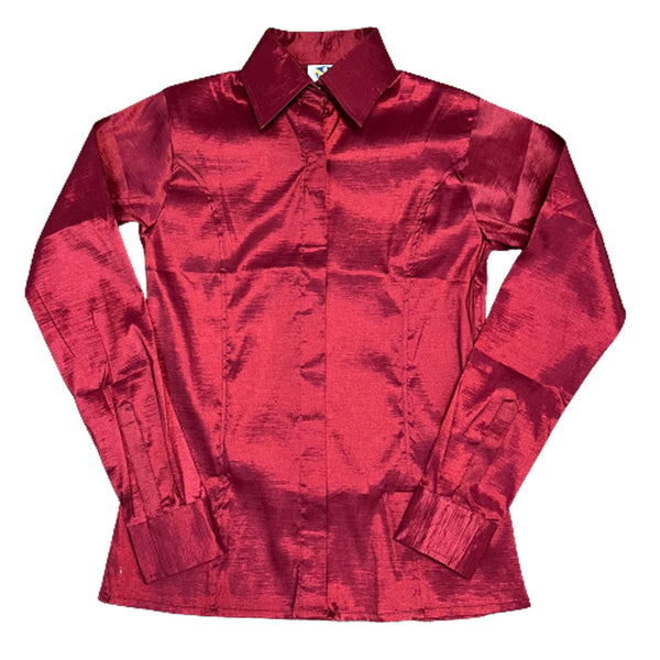 70199BURG Royal Highness Taffeta Concealed Zipper Show Shirt - Burgundy