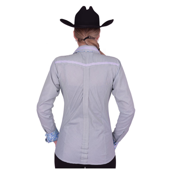 70264 Royal Highness Pinstripe Western Show Shirt w/ Double Collar - Blue & White