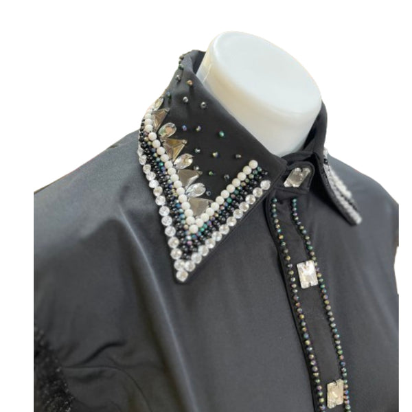 70300 Royal Highness Women's PolyCotton Show Shirt w/ Sheer Sleeves - Black