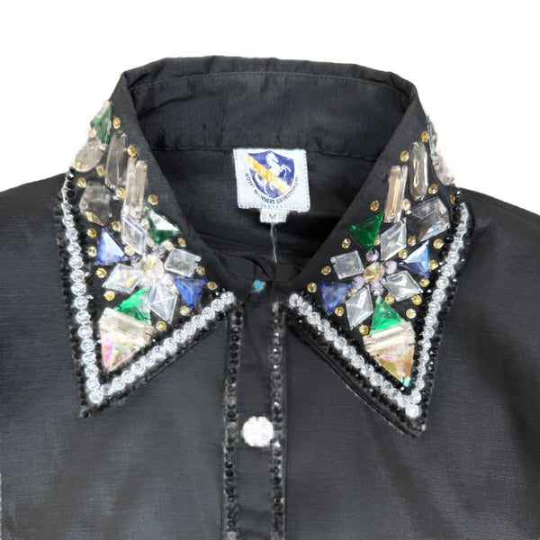 70332 Royal Highness Women's Taffeta Show Shirt with Sheer Sleeves - Black