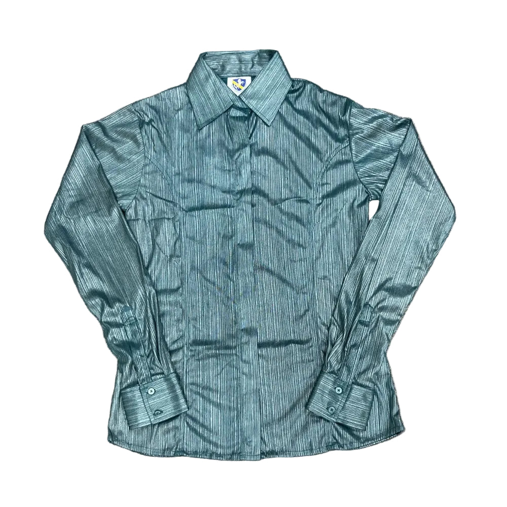 70357HG Royal Highness Metallic Shimmer Show Shirt with Concealed Zippered - Hunter Green