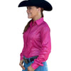 70357PK Royal Highness Metallic Shimmer Show Shirt with Concealed Zippered - Pink