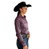 70357V Royal Highness Metallic Shimmer Show Shirt with Concealed Zippered - Violet