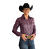 70357V Royal Highness Metallic Shimmer Show Shirt with Concealed Zippered - Violet
