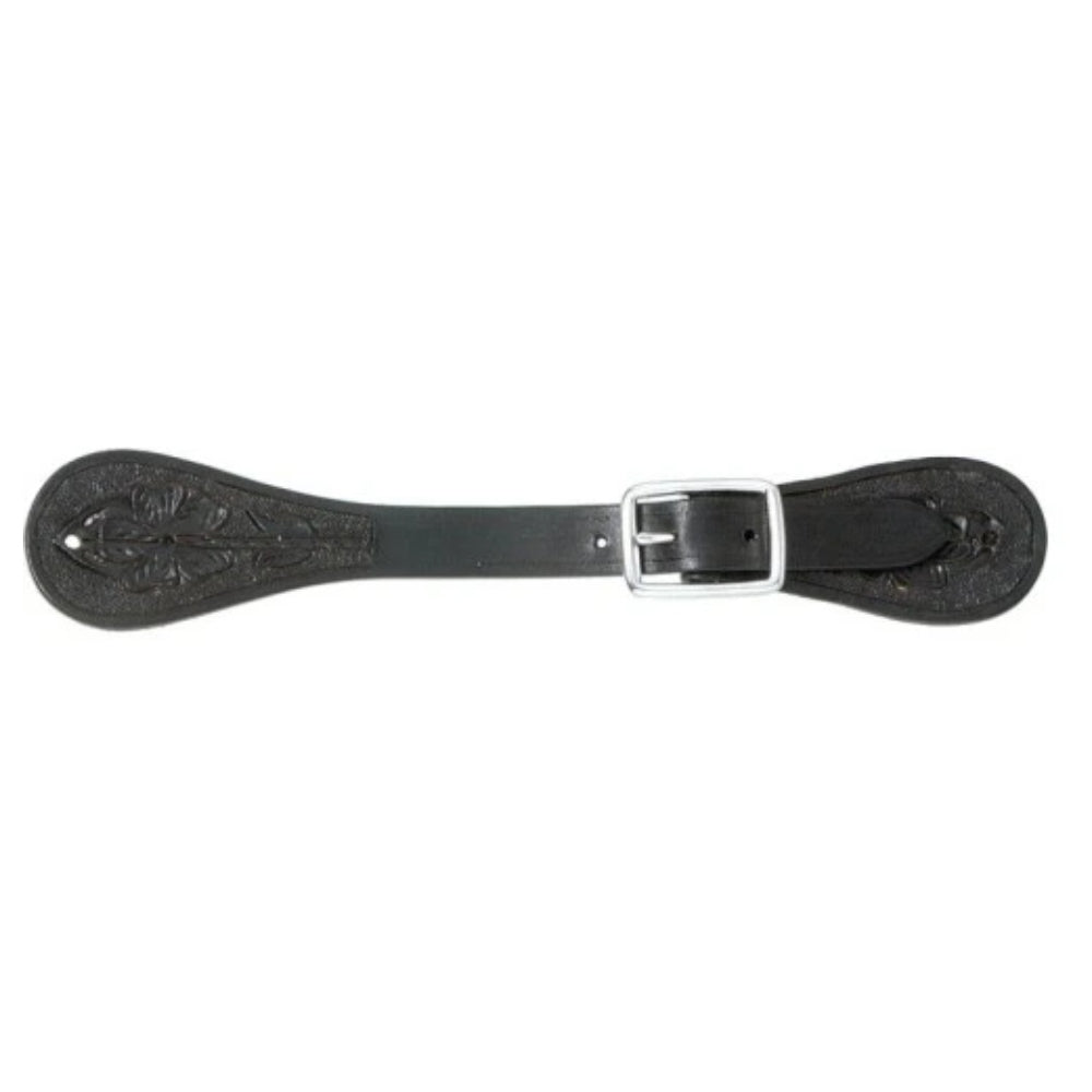 78-3530 Royal King Leather Floral Tooled Spur Strap Ladies - Black