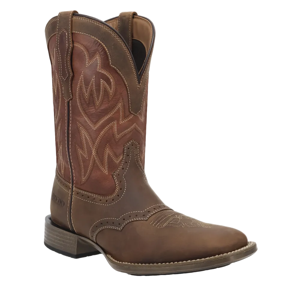 8061 Laredo Men's Stratford Saddle Vamp Square Toe Cowboy Boot - Brown / Red