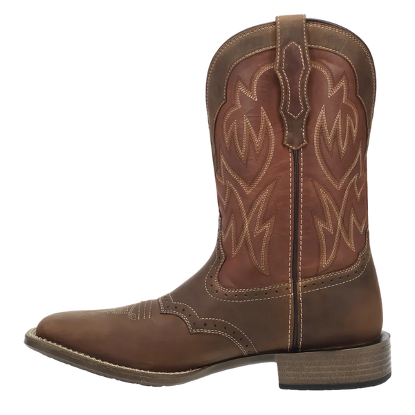 8061 Laredo Men's Stratford Saddle Vamp Square Toe Cowboy Boot - Brown / Red