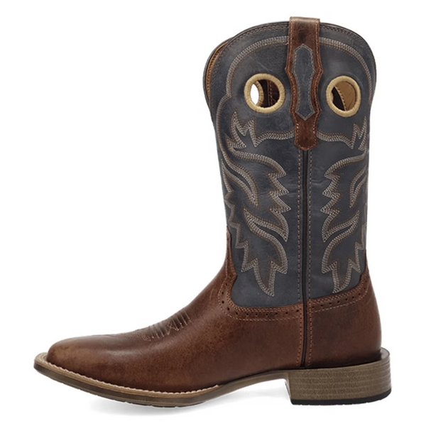 8065 Laredo Men's Cowboy Approved Dyers Wide Square Toe Cowboy Boot - Tan / Blue