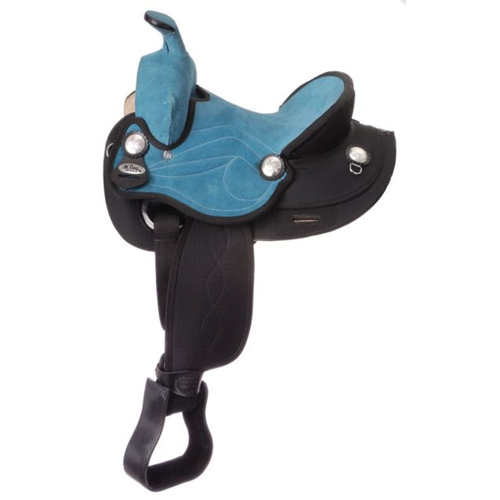 9KS321-232-11 King Series Youth Synthetic Round Skirt Competition Saddle Package 11" - Black & Turquoise