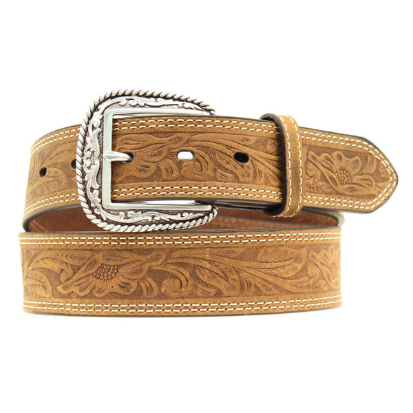 A1012402 Ariat Mens Double Stitched Brown Belt