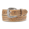 A1012408 Ariat Men's Floral Tooled Double Stitch 1 1/2" Belt - Tan