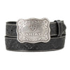 A1020401 Ariat Men's Straight Floral Embossed Black Belt