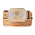 A1042208 Ariat Floral Embossed Tan Belt with Ariat Square Buckle