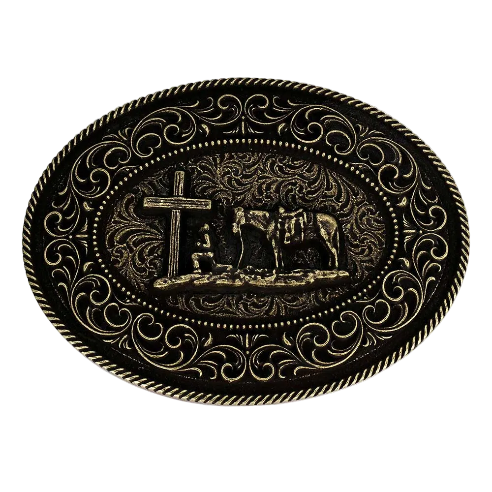 A1080C Montana Silversmiths Faith in Him Christian Cowboy Buckle