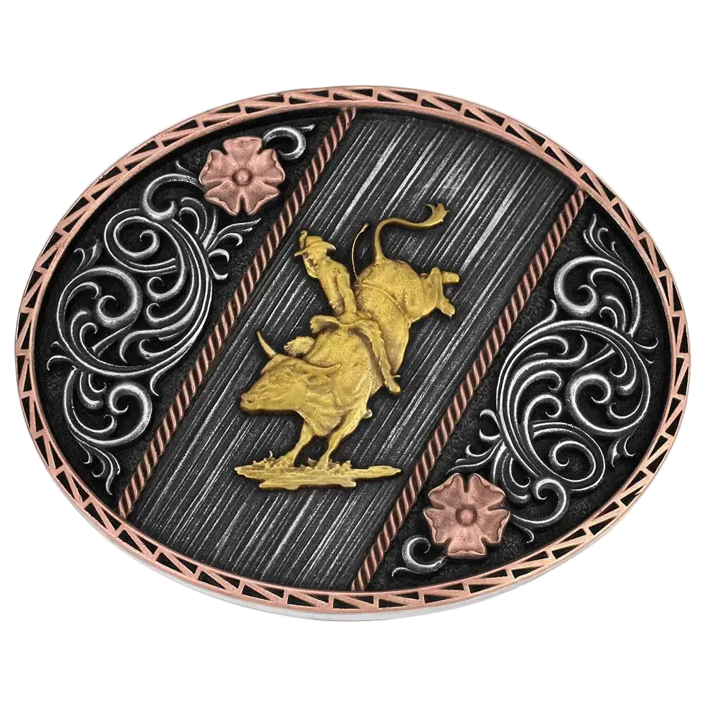 A1086P Montana Silversmiths Tri Color Rodeo Buckle
