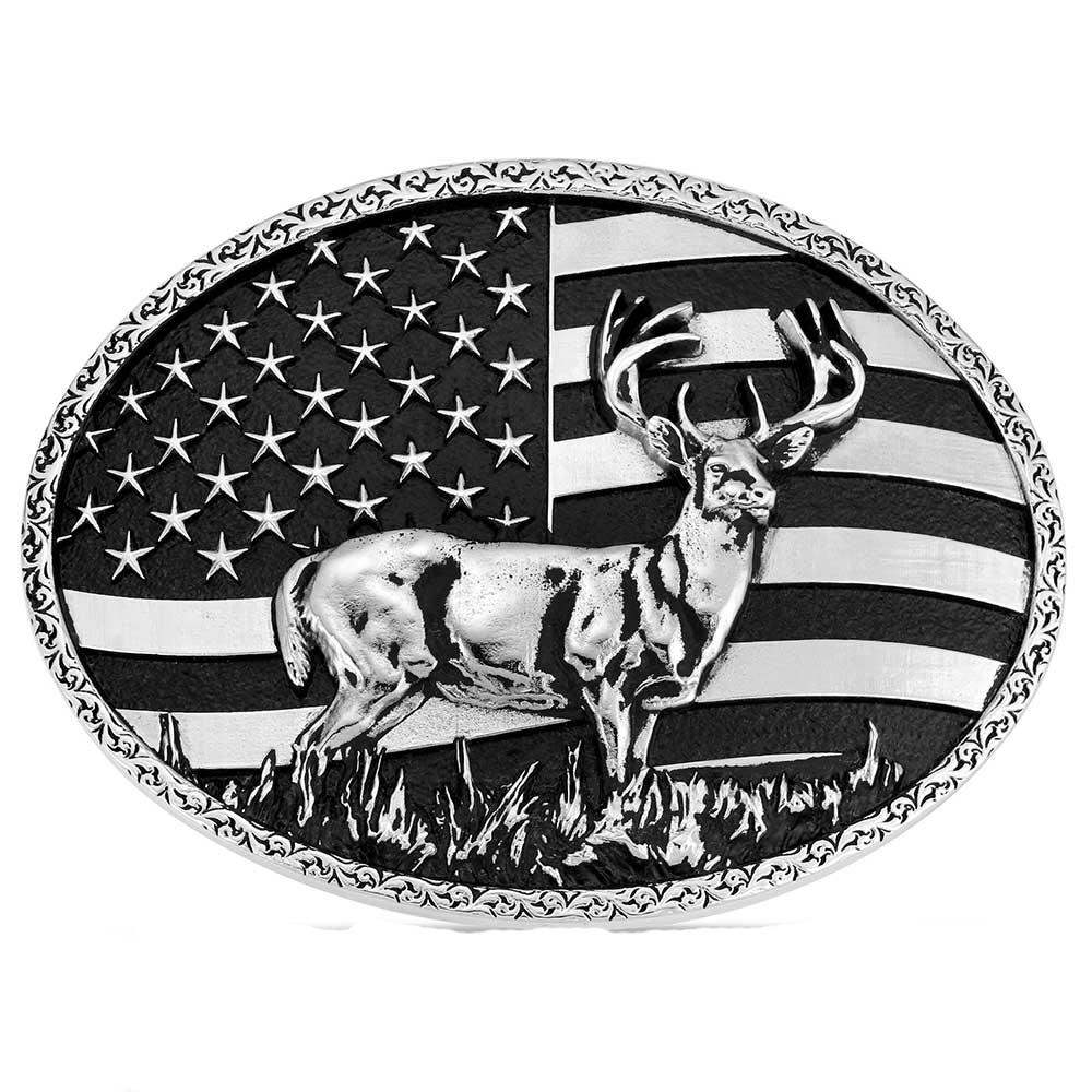 A1087S Montana Silversmiths Hunters Stars & Stripes Buckle