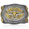 A1099P Montana Silversmiths Pointing West Longhorn Buckle