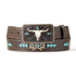 A1565834 Ariat Ladies 1 /2" Cow Skull/Arrow Motif Belt - Dark Brown