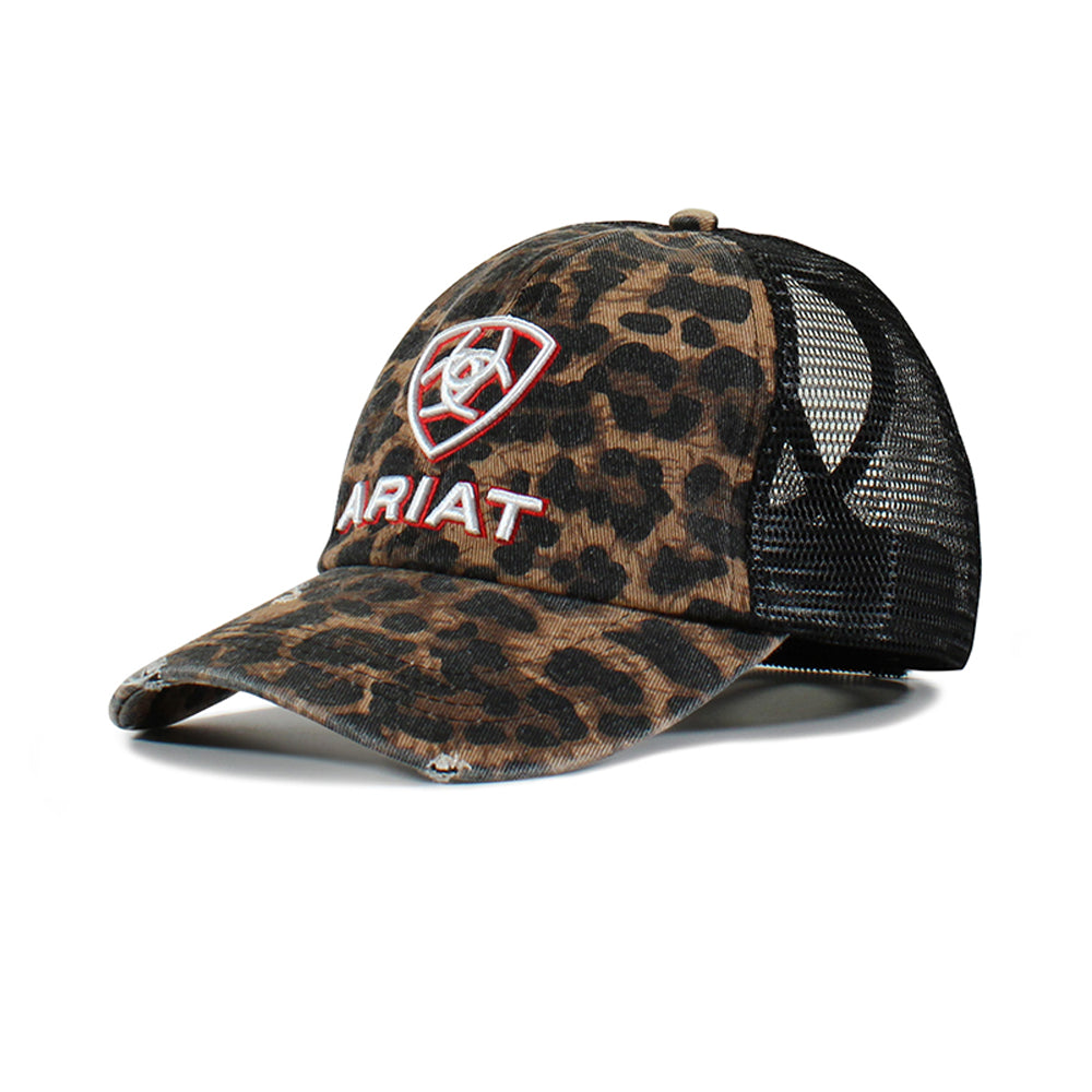 A300031001 Ariat Women's Ponyflo Ball Cap - Leopard Print & Black