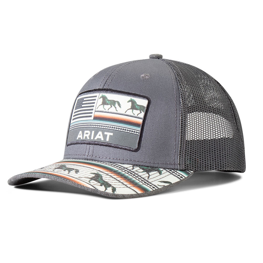 A300082206 Ariat Ladies Striped Horse American Flag Ball Cap