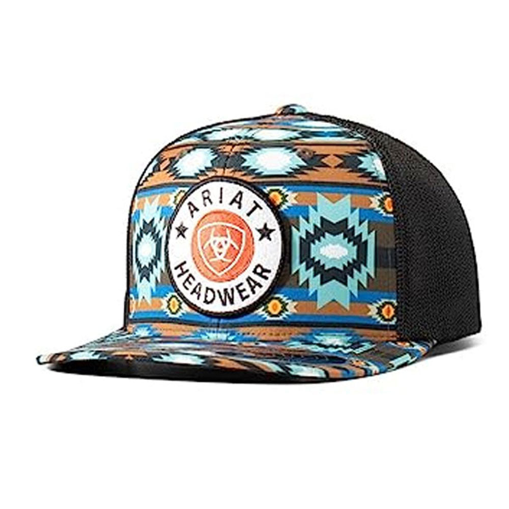 A300083997 Ariat Flexfit Southwest Round Patch Black Ball Cap