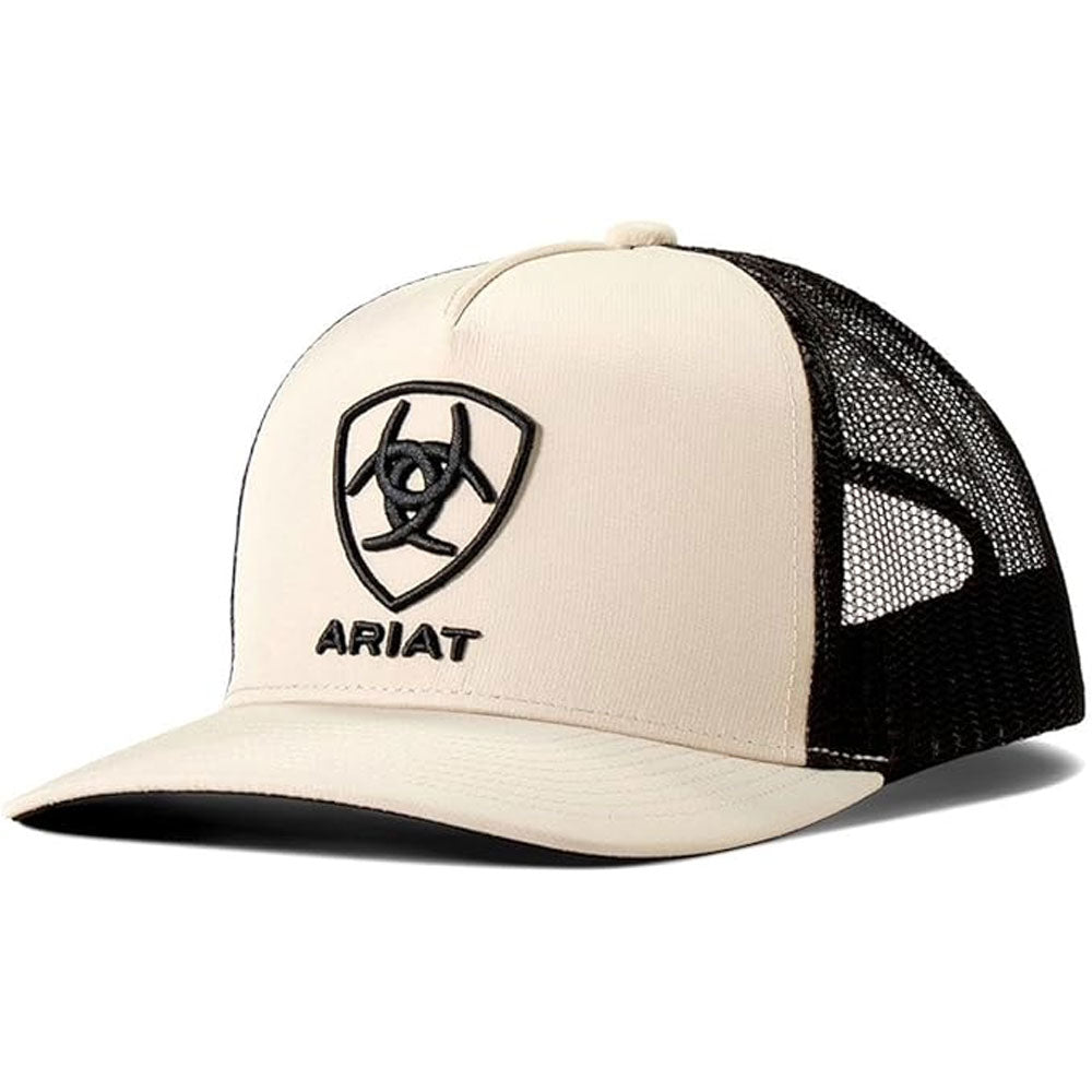 A3000876243 Ariat Mens Flexfit Embroidered Logo Khaki / Black Ball Cap
