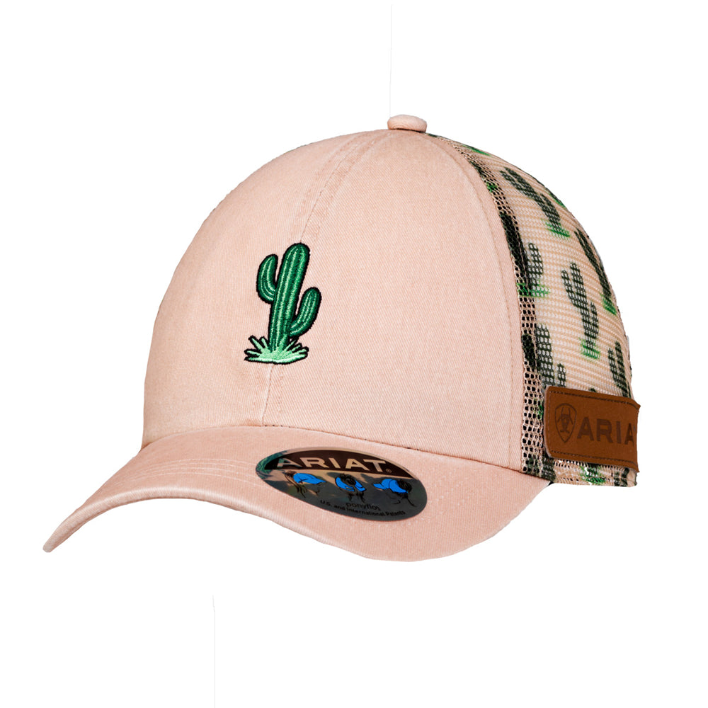 A300087830 Ariat Youth Embroidered Cactus Ball Cap - Pink